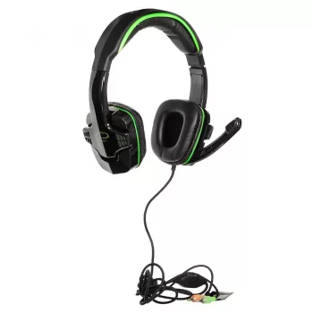 Headset gaming Esperanza EGH310G com microfone de arco, com fios, jack 3,5 mm, preto e verde