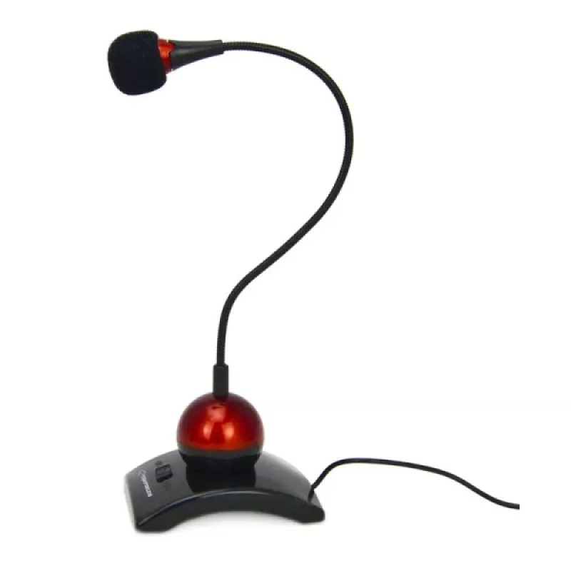 Esperanza EH130 Microfone para PC, condensador, omnidirecional, jack 3,5 mm, preto/vermelho