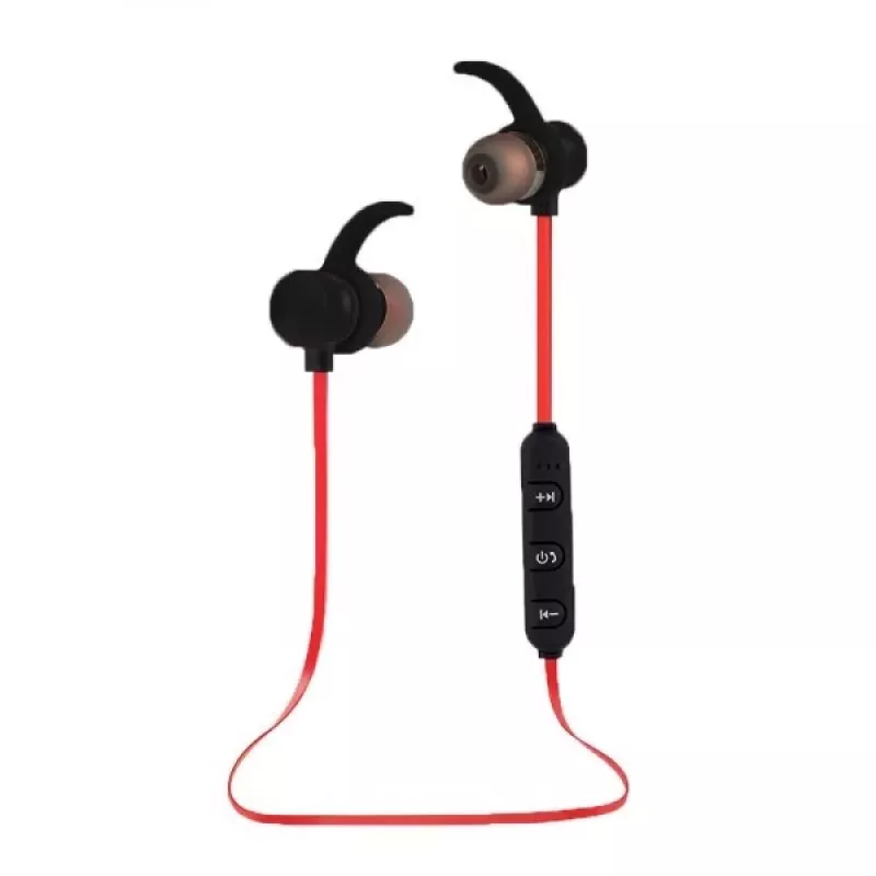 Esperanza EH186K Auscultadores Bluetooth desportivos in-ear com banda de pescoço e microfone, preto/vermelho