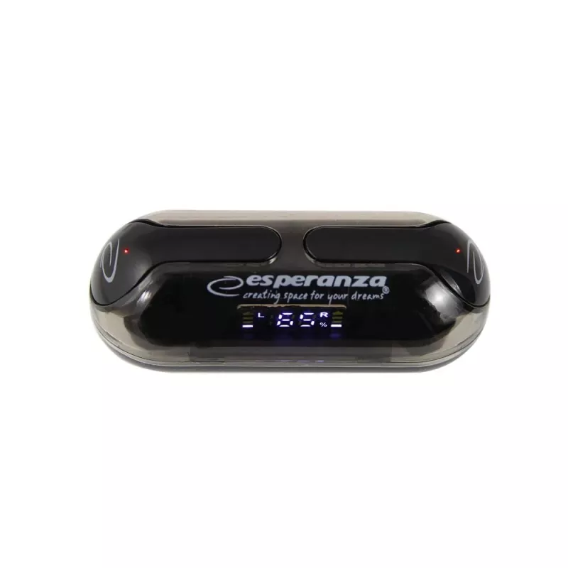 Auscultadores in-ear True Wireless Stereo Bluetooth Esperanza EH239K com estojo de carregamento, controlo tátil, microfone incorporado, preto
