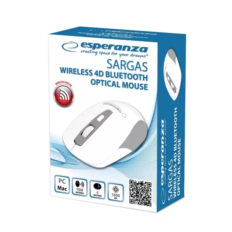 Esperanza EM130W Rato sem fios Bluetooth 4D, branco