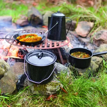 Conjunto de utensílios de cozinha de campismo Esschert Design FF215 preto 7 peças