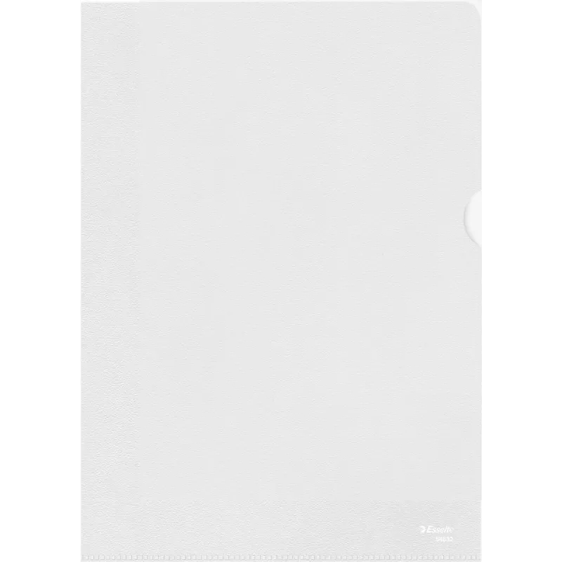 Esselte Capas de documentos A4 Standard, polipropileno, texturado, 0,12 mm, abertas em cima e nas laterais, seguras para documentos, com recorte para o polegar, pack de 100 54832