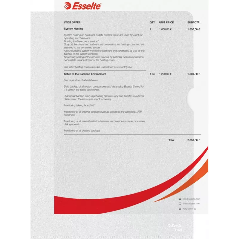 Esselte Capas de documentos A4 Standard, polipropileno, texturado, 0,12 mm, abertas em cima e nas laterais, seguras para documentos, com recorte para o polegar, pack de 100 54832