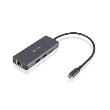 Hub móvel USB-C 6-em-1 ESTUFF ES623013, 4K HDMI, 2x USB-A, 100W PD, alumínio, cinzento