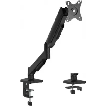 eSTUFF Suporte de monitor com mola a gás única GLB227011 - fixação e passa-cabos de mesa, 17-32 polegadas, 2-9kg, VESA 75/100, preto