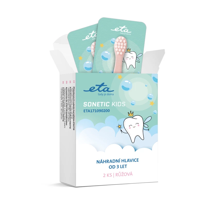 Cabeças de escova de substituição ETA Sonetic Kids 171090200 - pack de 2 - Rosa