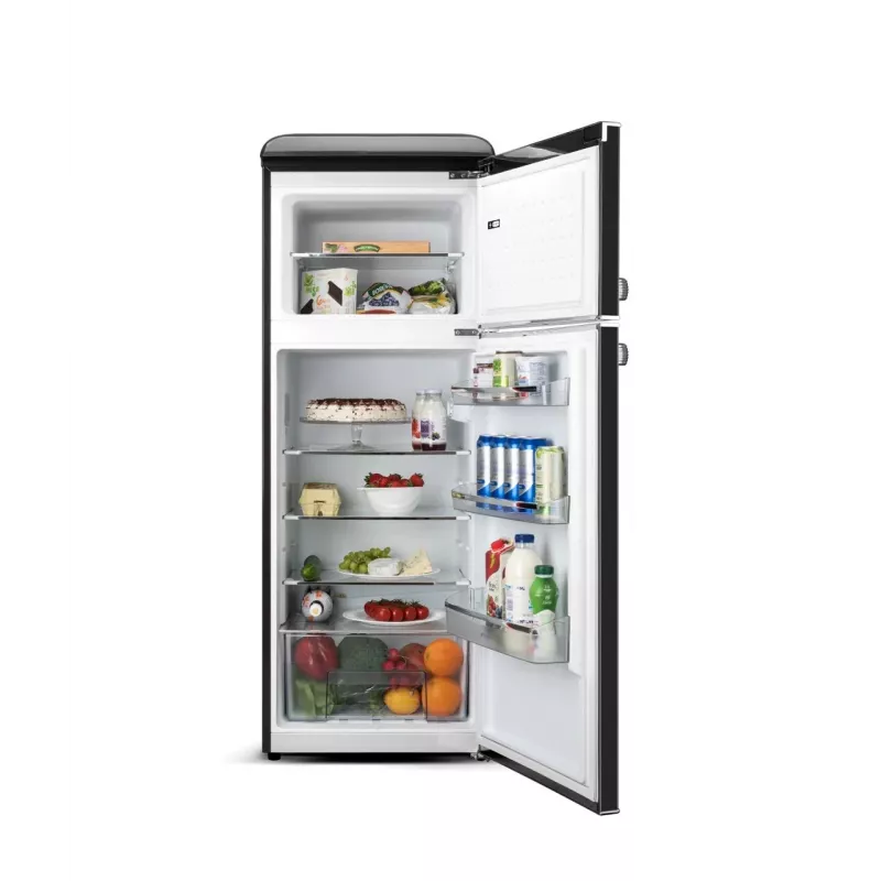 Combinado frigorífico-congelador ETA Storio Retro Combi, 215 L total, 170 L frigorífico, 45 L congelador, livre instalação, preto, classe de eficiência energética E, 38 dB