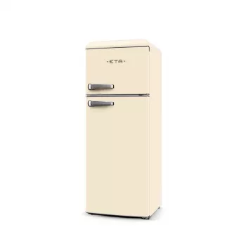 Combinado frigorífico-congelador independente ETA Storio Retro ETA253390040EN com congelador no topo, 215 L de capacidade total, bege, classe de eficiência energética E, 38 dB