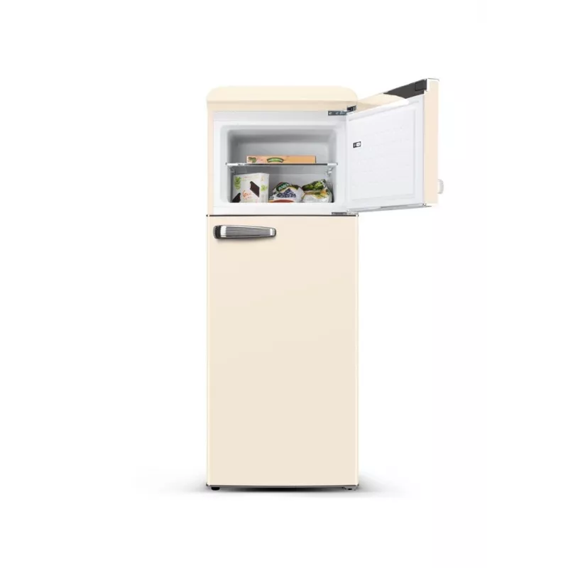 Combinado frigorífico-congelador independente ETA Storio Retro ETA253390040EN com congelador no topo, 215 L de capacidade total, bege, classe de eficiência energética E, 38 dB