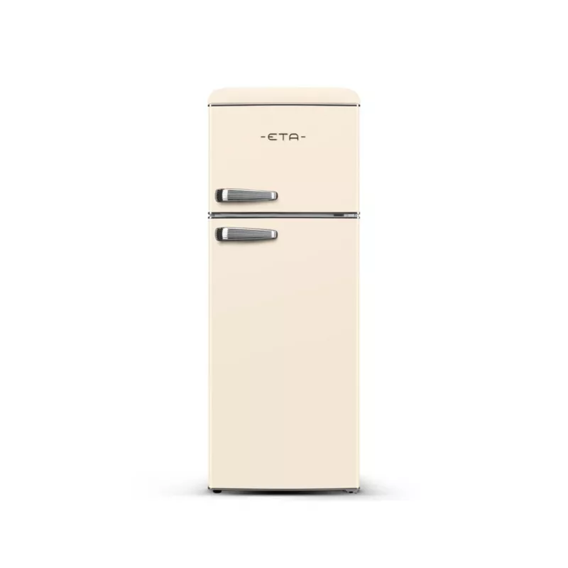 Combinado frigorífico-congelador independente ETA Storio Retro ETA253390040EN com congelador no topo, 215 L de capacidade total, bege, classe de eficiência energética E, 38 dB