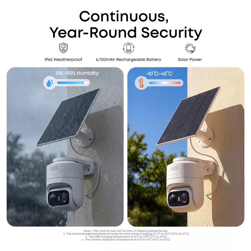 Câmara de Segurança Solar Sem Fios eufy eufyCam C36 solo 4K UHD, Branco