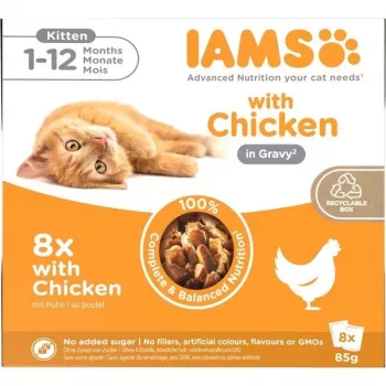 EUKANUBA IAMS DELIGHTS Kitten in Gravy – comida húmida para gatos – 8x85g