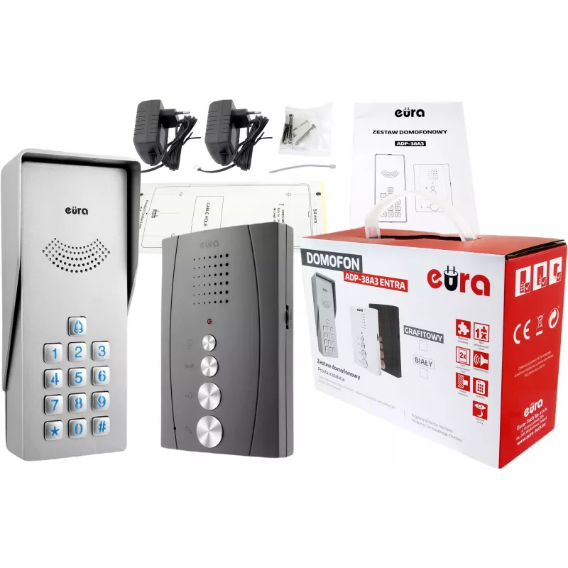 EURA ADP-38A3 ENTRA Videoporteiro áudio grafite