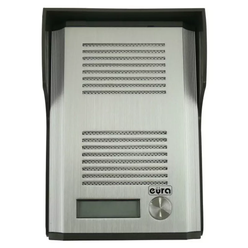 Intercomunicador áudio de porta EURA ADP-44A3 (RL-3203D) - 2 fios, moradia unifamiliar, unidade interior branca, painel exterior prateado