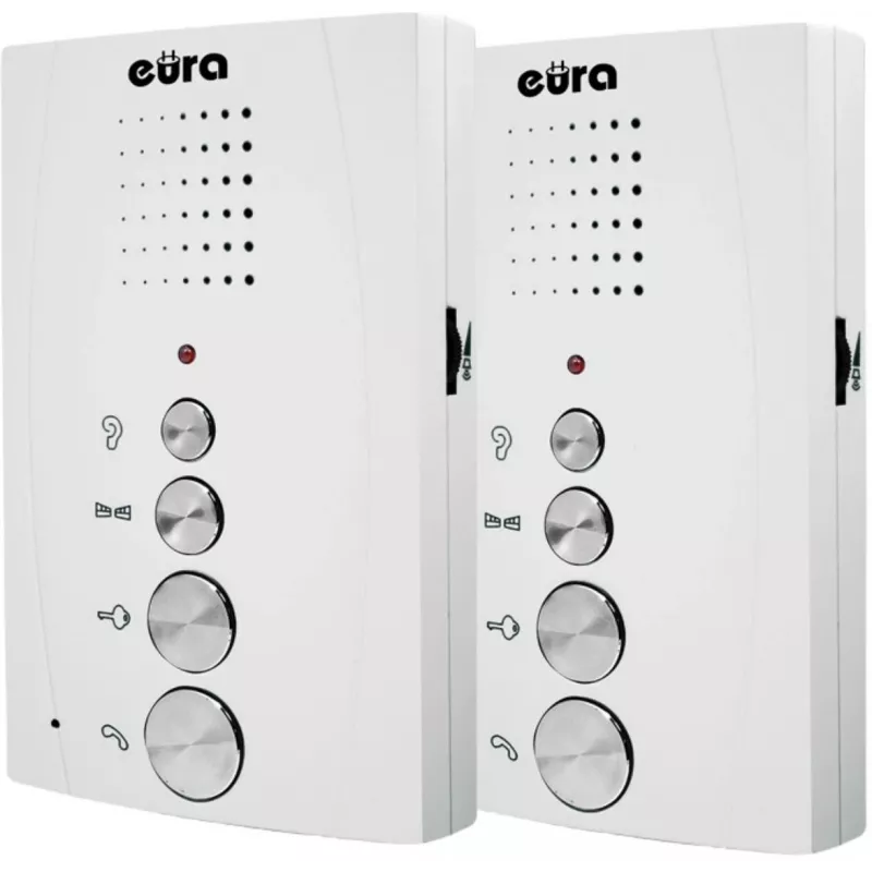 Intercomunicador de áudio EURA ADP-51A3 DIFESA para 1 família com 2 postos móveis, branco