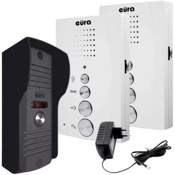 Intercomunicador de áudio EURA ADP-51A3 DIFESA para 1 família com 2 postos móveis, branco