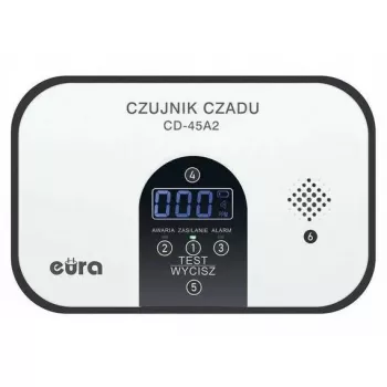 EURA CD-45A2 Detetor de monóxido de carbono autónomo, a pilhas, ecrã LCD