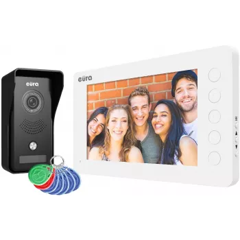 EURA VDP-76A3 Videoporteiro com Fios de 7 Polegadas com Monitor, Branco