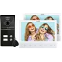 EURA VDP-80C5 videoporteiro para duas famílias, branco, 2x LCD de 7 polegadas, FHD, câmara 1080p, leitor RFID, montagem saliente