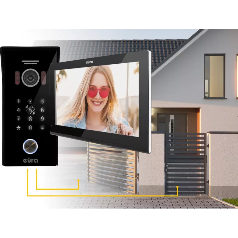Videoporteiro Eura VDP-99C5, 7 polegadas TFT-LCD, WiFi, RFID, Tuya Smart, preto