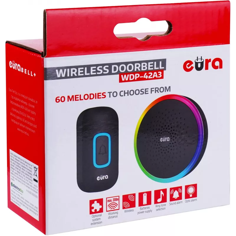 EURA WDP-42A3 Campainha Sem Fios - Preto