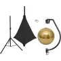EUROLITE Conjunto de bola de espelhos dourada 50cm com tripé e cobertura elástica preta 20000707