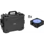 EUROLITE Conjunto 8x AKKU IP Flat Light SMD RGBW IP65 Preto + mala de plástico com trolley