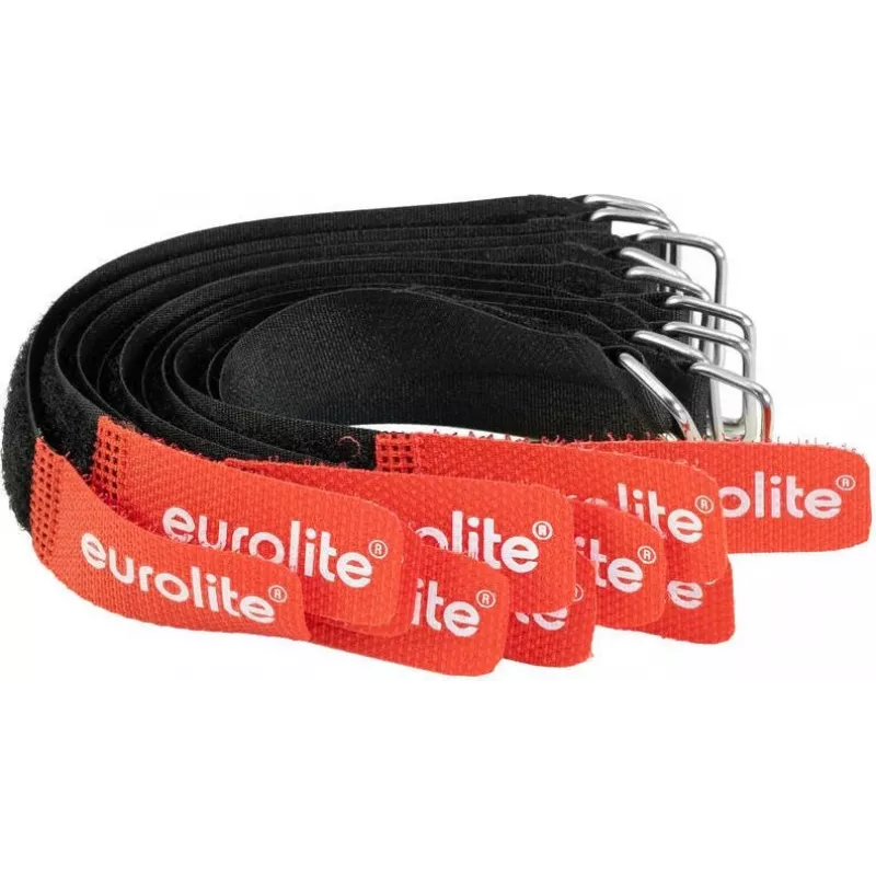 EUROLITE AW-20 atilhos de cabos em velcro 20x180mm preto/vermelho pack de 10
