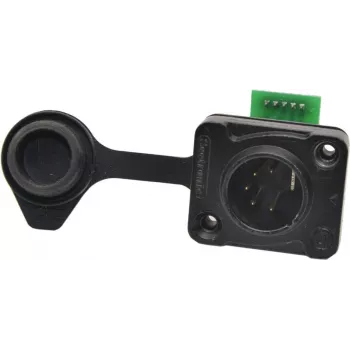 EUROLITE IP XLR Set 5-Pin ficha/conector fêmea, IP65, zamak, contactos de solda, preto 30208439