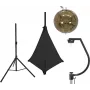 Conjunto de bola de espelhos EUROLITE 30cm dourado com tripé e pano preto 20000704