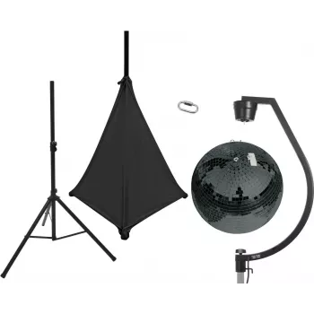 EUROLITE Conjunto de bola de espelhos 50cm preta com suporte e vela preta 20000709