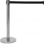EUROLITE Fita de barreira com fita preta, postes de aço inoxidável, 2m 80702984