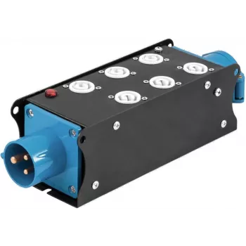 EUROLITE SAB-62X Distribuidor de energia trifásico de 19 polegadas 2U com 6 tomadas Schuko, entrada CEE 16A, 11kW 60003755