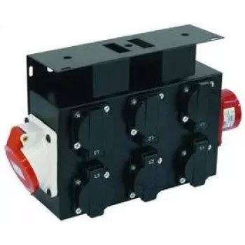 Eurolite SB-652X Distribuidor de corrente CEE 32A 5 polos 6x Schuko 2x CEE16 IP44 30248340