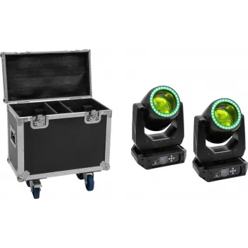 EUROLITE conjunto 2x LED TMH-B120 Hypno Moving-Head Beam + flightcase com rodas