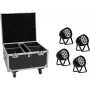 EUROLITE Conjunto 4x AKKU IP PAR 14 HCL QuickDMX + Flightcase IP65 Conjunto de Iluminação de Palco