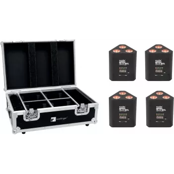 EUROLITE Set 4x AKKU TL-3 QCL RGB+UV Trusslight + Case com função de carregamento 20000854