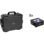 EUROLITE Conjunto 8x AKKU Flat Light 3 preto + Mala de plástico com rodas RGBW LED QuickDMX