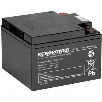 Europower pilha AGM série EPS 12V 28Ah (8-12 anos de vida útil)