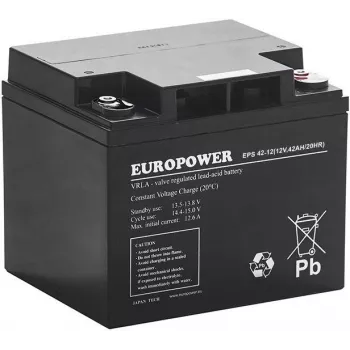 Bateria AGM Europower série EPS 12V 42Ah (8-12 anos de vida útil)