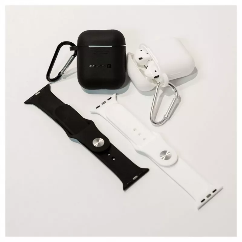 EVELATUS Capa EAC04 para Apple AirPods branca - capa protetora em silicone para AirPods 1.ª e 2.ª geração