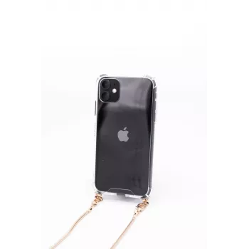 Capa transparente em silicone Evelatus para Apple iPhone 11 Pro Max com colar TPU dourado