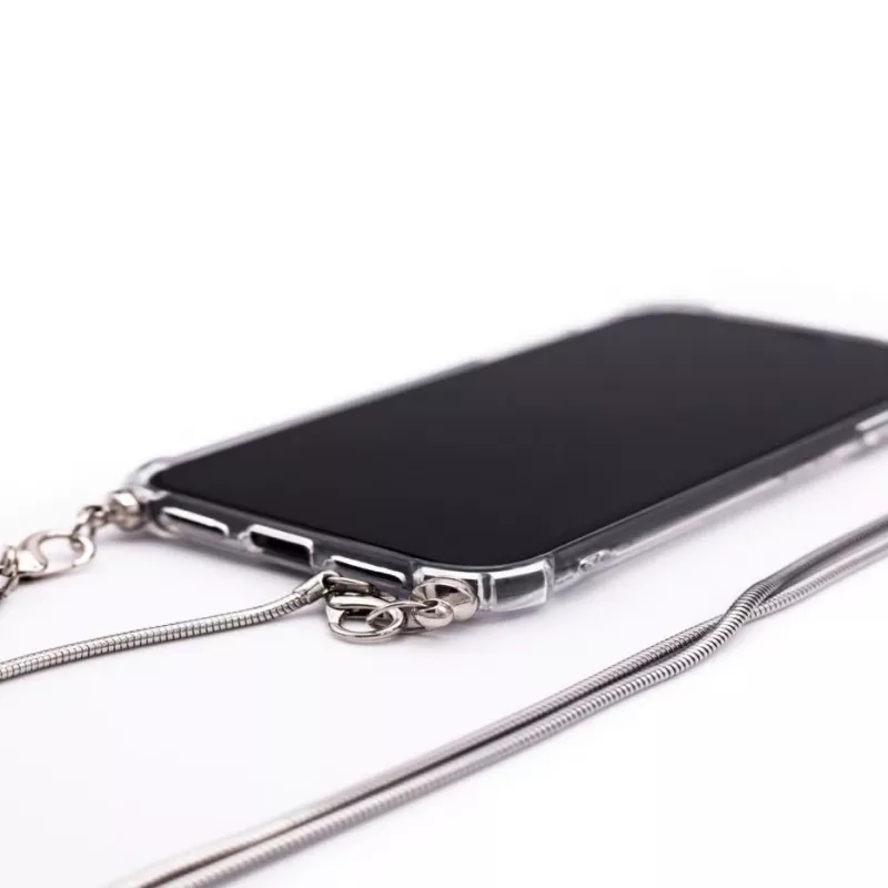 Evelatus Apple iPhone 11 Pro Max Silicone Transparente com Cordão TPU Band Prateado