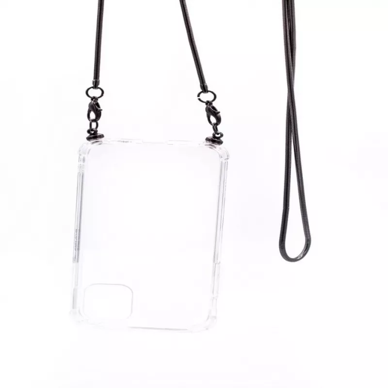 Capa de silicone transparente Evelatus para Apple iPhone 11 Pro Max com cordão, banda TPU Cinzento sideral
