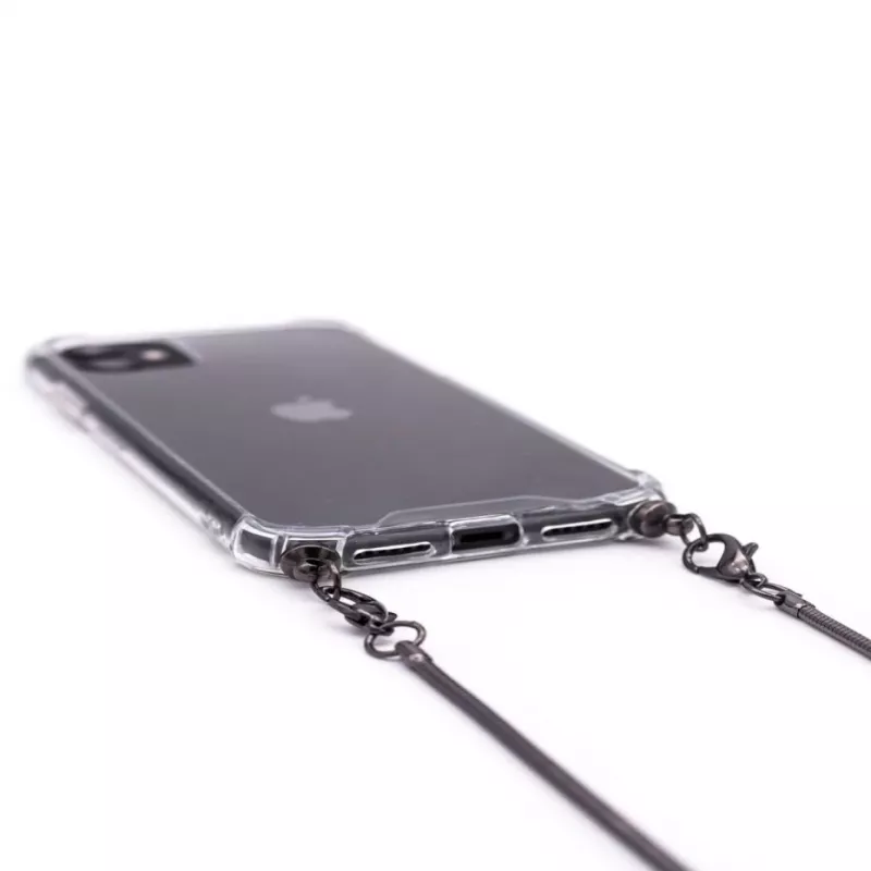 Capa de silicone transparente Evelatus para Apple iPhone 11 Pro Max com cordão, banda TPU Cinzento sideral
