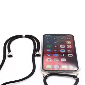 Evelatus Capa de silicone transparente com fita ao pescoço TPU para Apple iPhone 11 Pro transparente