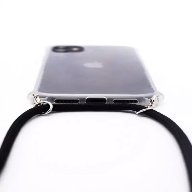 Evelatus Capa de silicone transparente com fita ao pescoço TPU para Apple iPhone 11 Pro transparente