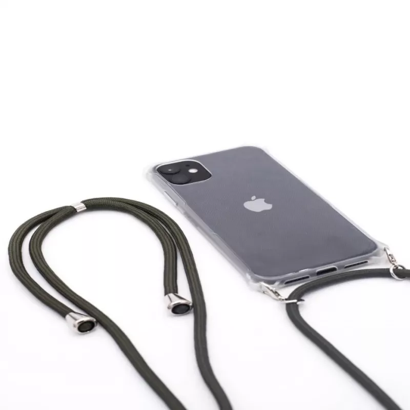 Evelatus Capa transparente de silicone para Apple iPhone 11 com alça de colar TPU transparente
