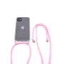 Evelatus capa em silicone transparente com fita ao pescoço TPU rosa transparente para Apple iPhone 11